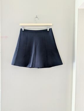 J. Crew Navy Blue Fluted Mini Skirt Double Crepe Size 0